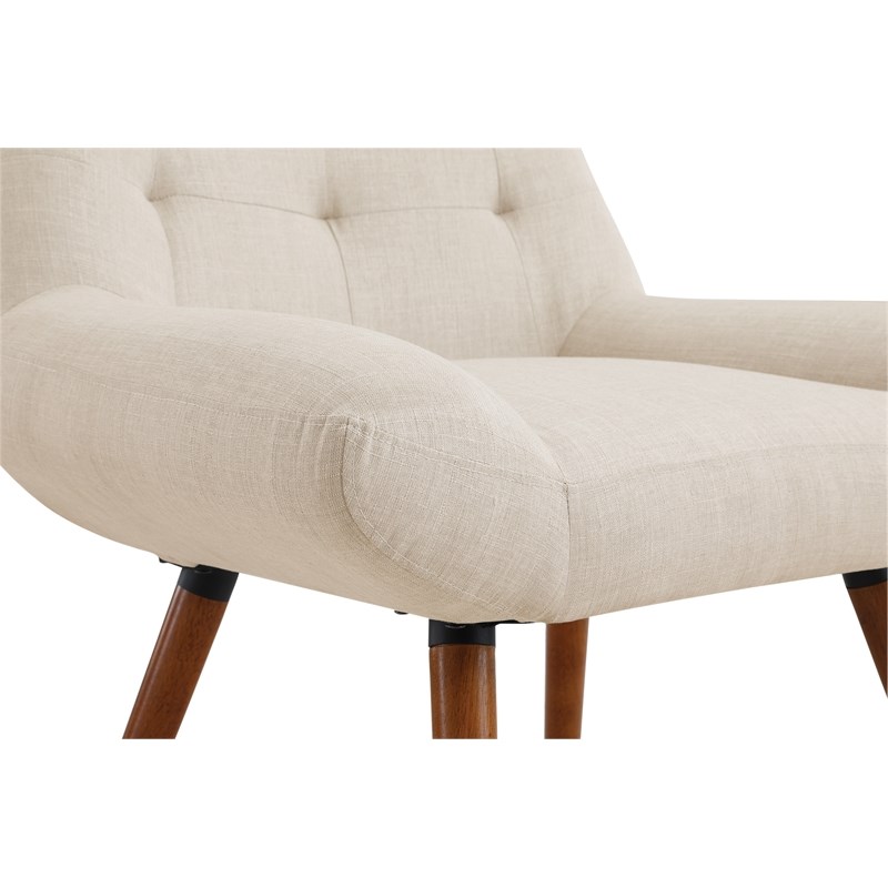 Calico Accent Chair in Cream Fabric with Amber Legs