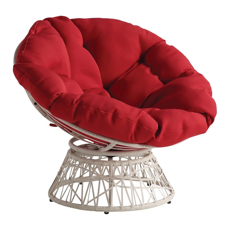Red Round Fabric Pillow Cushion, Big Round Pillow Chair
