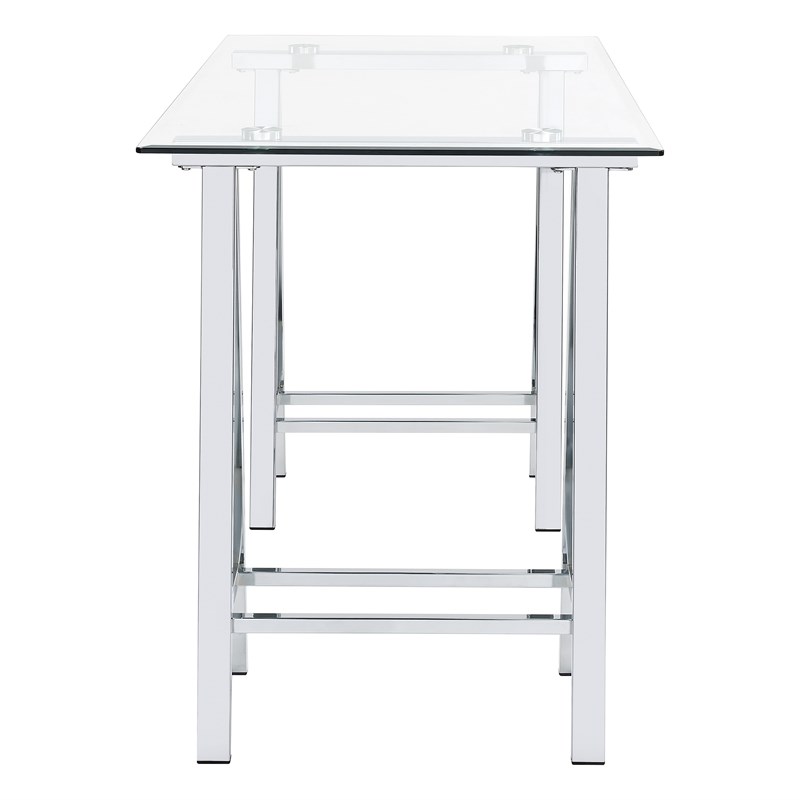 Middleton Writing Desk with Clear Glass Top and Chrome Base