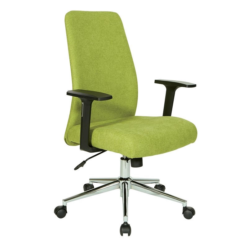 Evanston Office Chair in Basil Green Fabric with Chrome Base