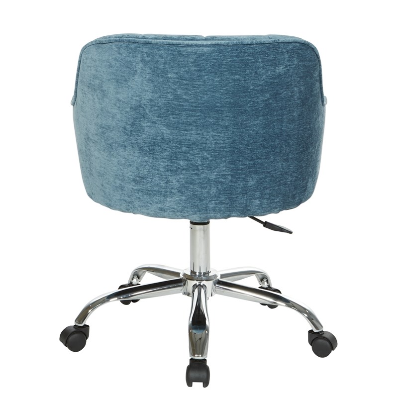 Versailles Office Chair In Royal Blue Velvet Fabric with Chrome Base