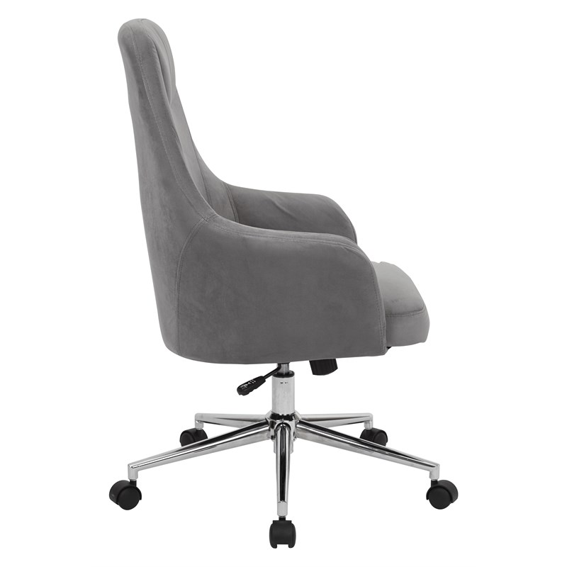 Marigold Desk Chair in Charcoal Velvet with Chrome Base  Semi Assembled