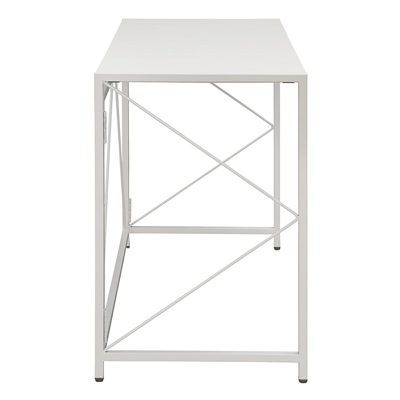 Ravel Tool-less Folding Desk with White Engineered Wood Top and Frame