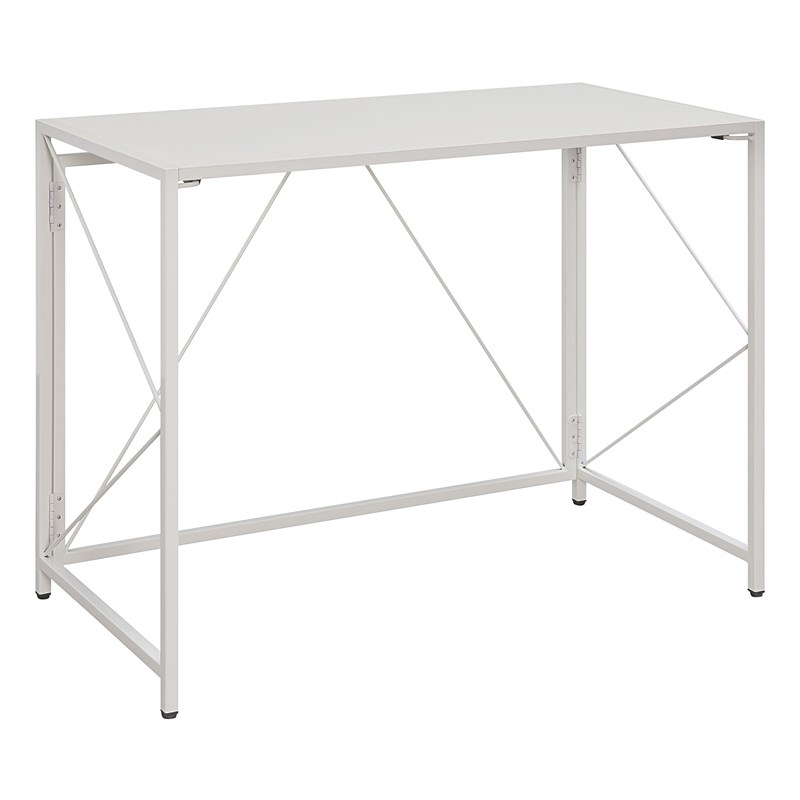Ravel Tool-less Folding Desk with White Engineered Wood Top and Frame