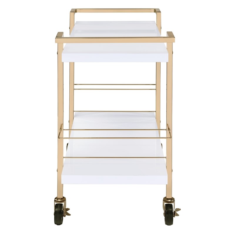 Alios Serving Cart in White Metal and Gold Frame