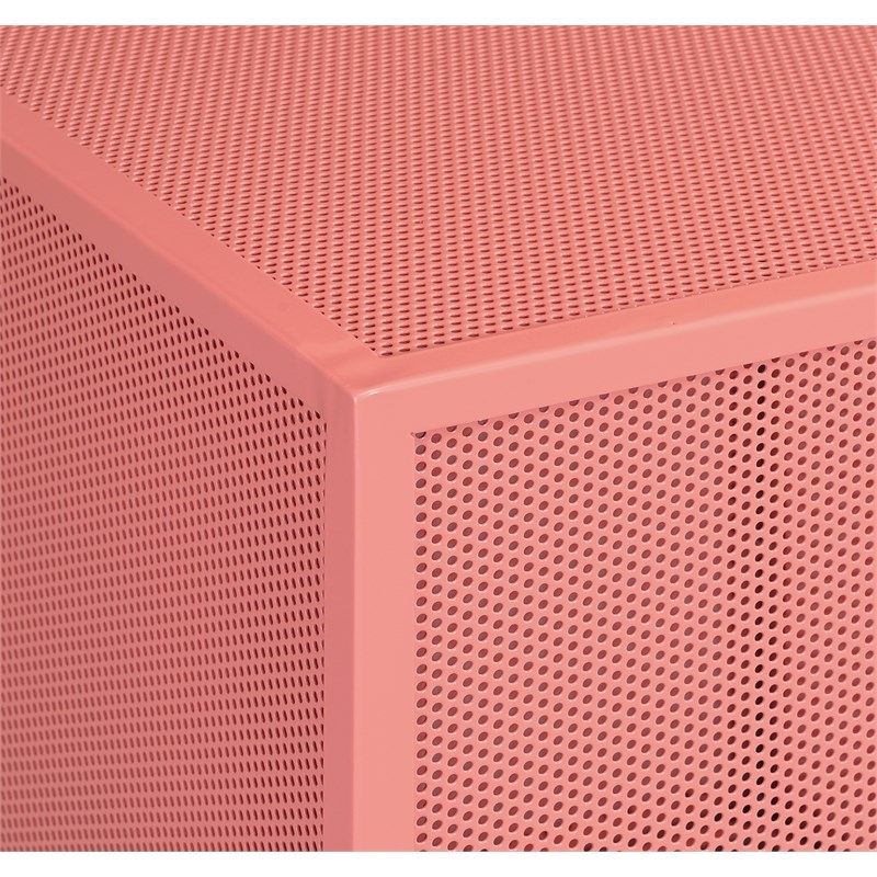 Catalina Accent Cube Table in Coral Red Metal
