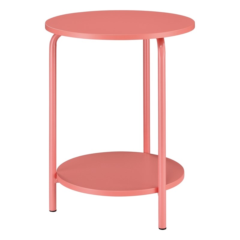 Elgin Metal Accent Table in Coral Red Engineered Wood