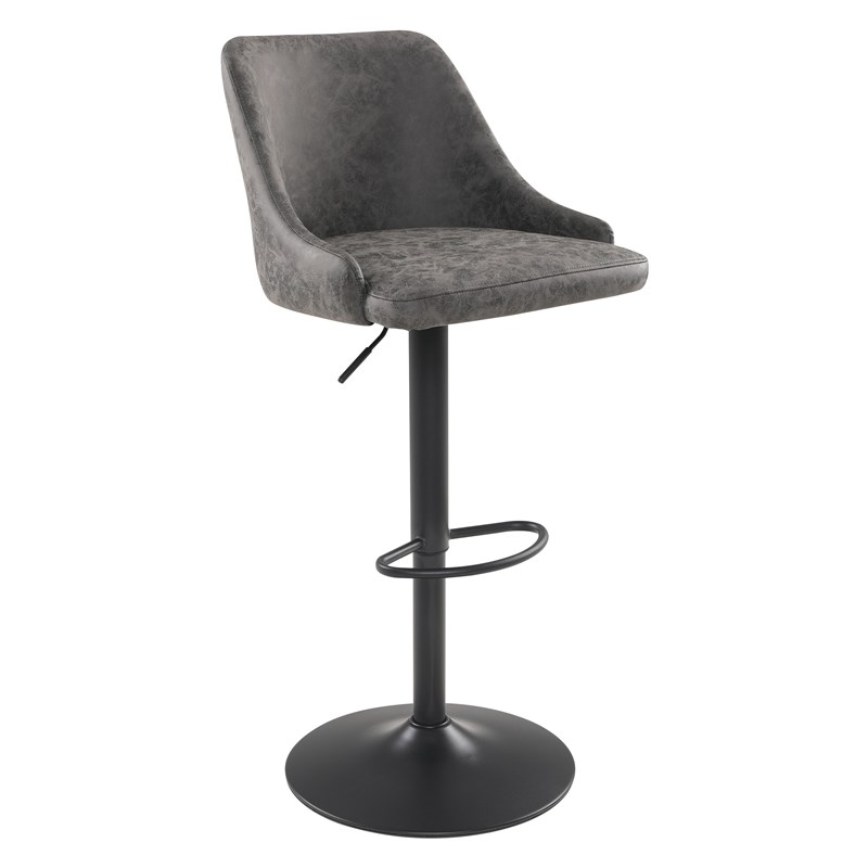 Sylmar Height Adjustable Stool in Charcoal Faux Leather