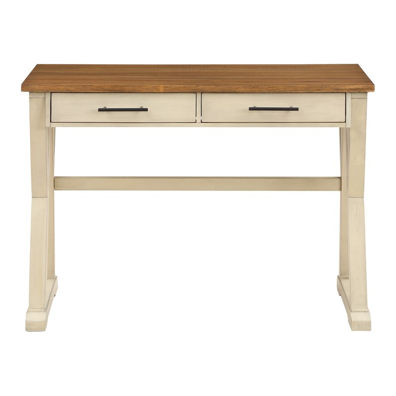 Jericho Rustic Writing Desk w/ Drawers  in Antique White in Engineered Wood