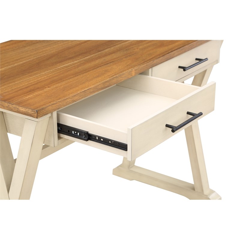 Jericho Rustic Writing Desk w/ Drawers  in Antique White in Engineered Wood