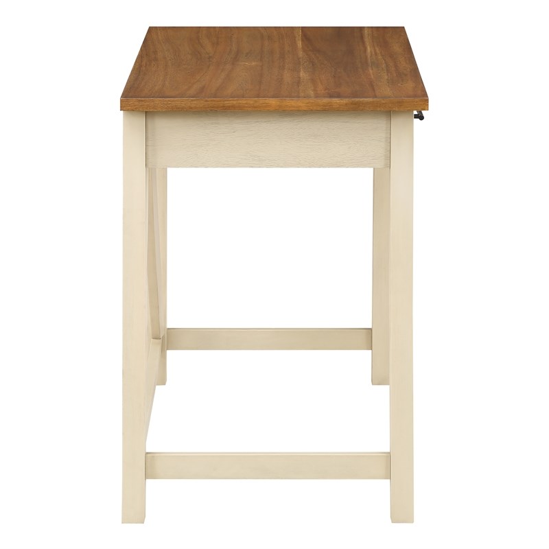 Milford Rustic Writing Desk w/ Drawers in Antique White Engineered Wood