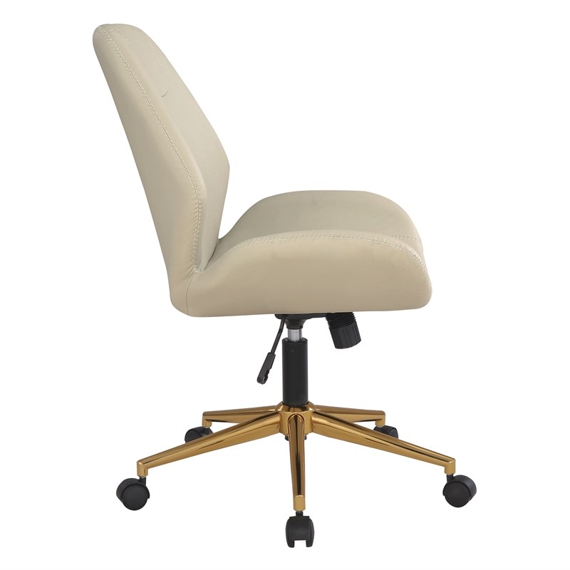 Reseda Office Chair in Cream Faux Leather with Gold Base