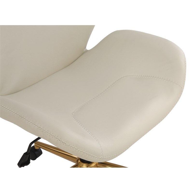 Reseda Office Chair in Cream Faux Leather with Gold Base