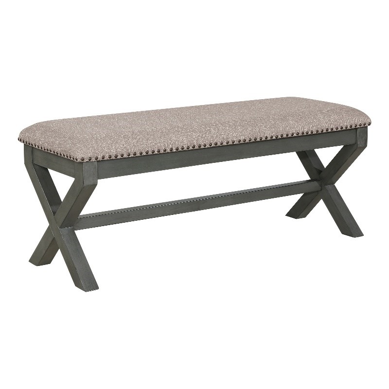 Monte Carlo Bench with Antique Gray Base in Gray Fabric