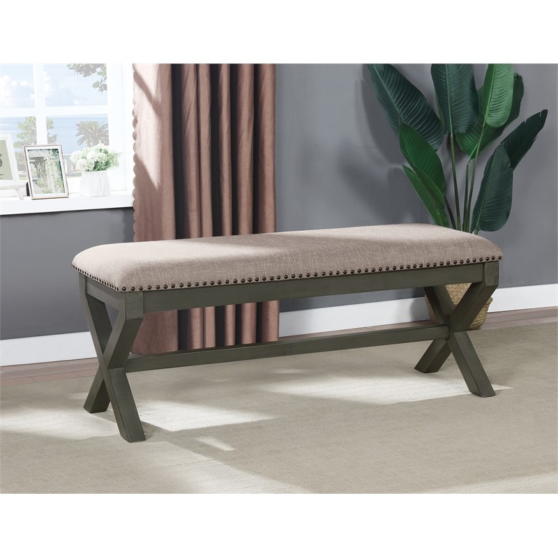 Monte Carlo Bench with Antique Gray Base in Gray Fabric