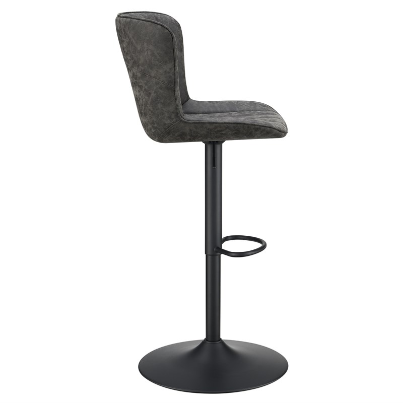 Kirkdale Adjustable Stool 2-Pack in Charcoal Faux Leather