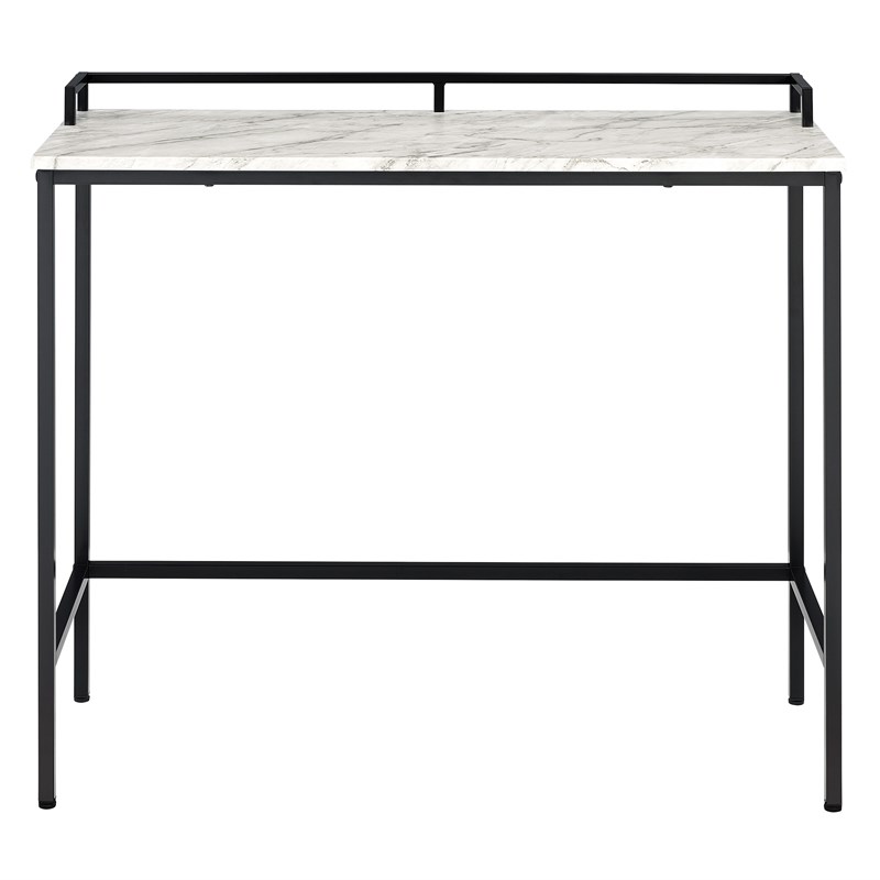 Brighton Console Table in Faux White Marble Engineered Wood Top and Black Frame
