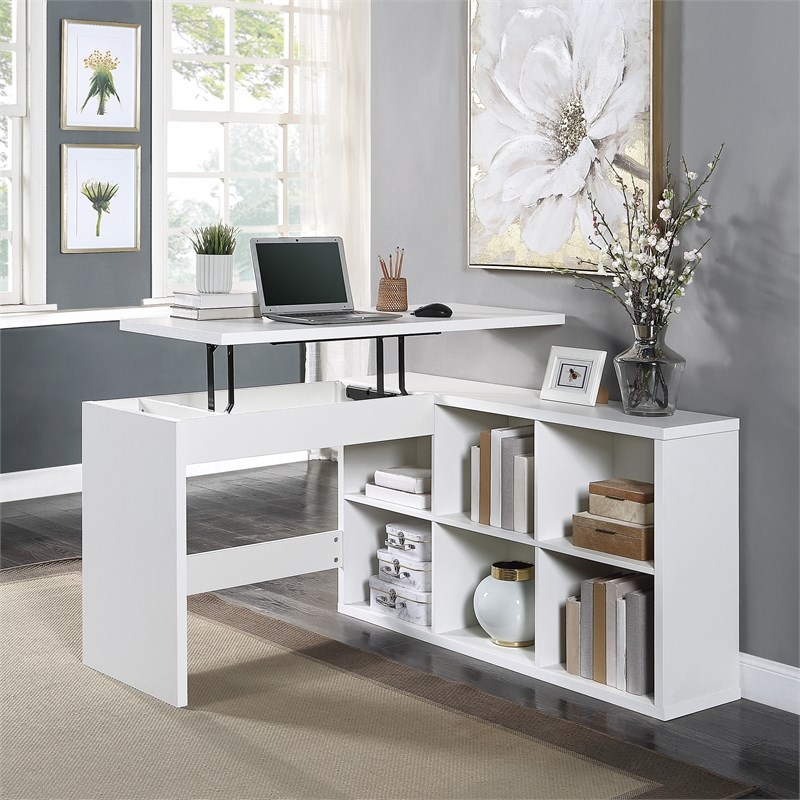 Waverly Worksmart Sit-To-Stand L-Shape Desk in White Engineered Wood
