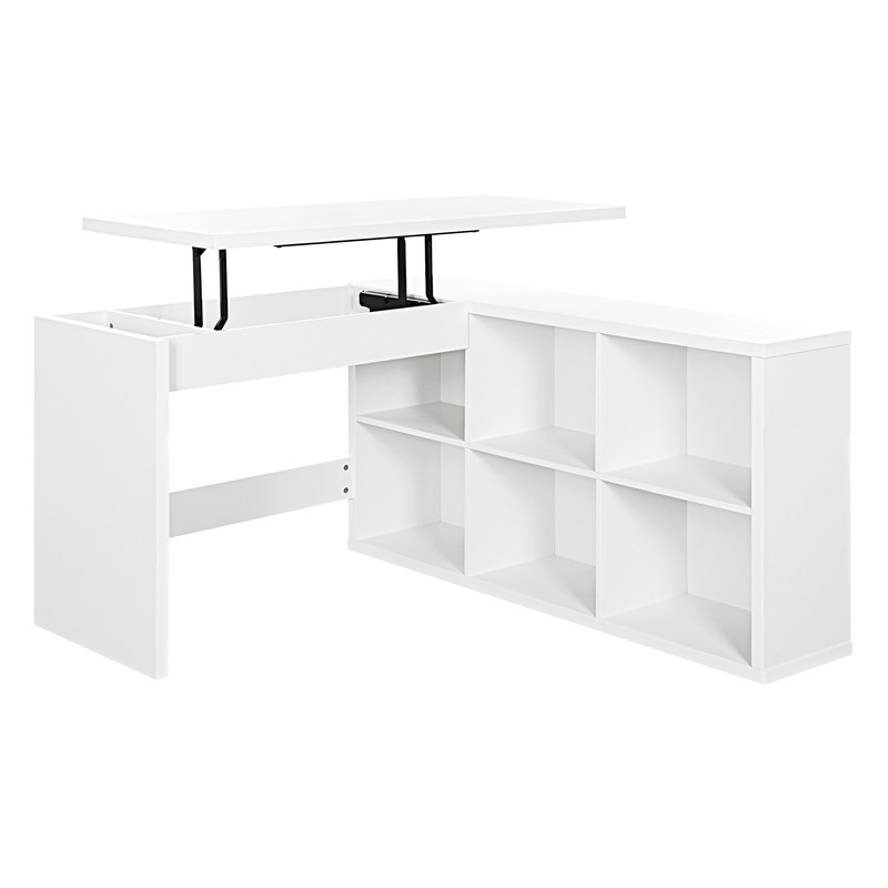 Waverly Worksmart Sit-To-Stand L-Shape Desk in White Engineered Wood