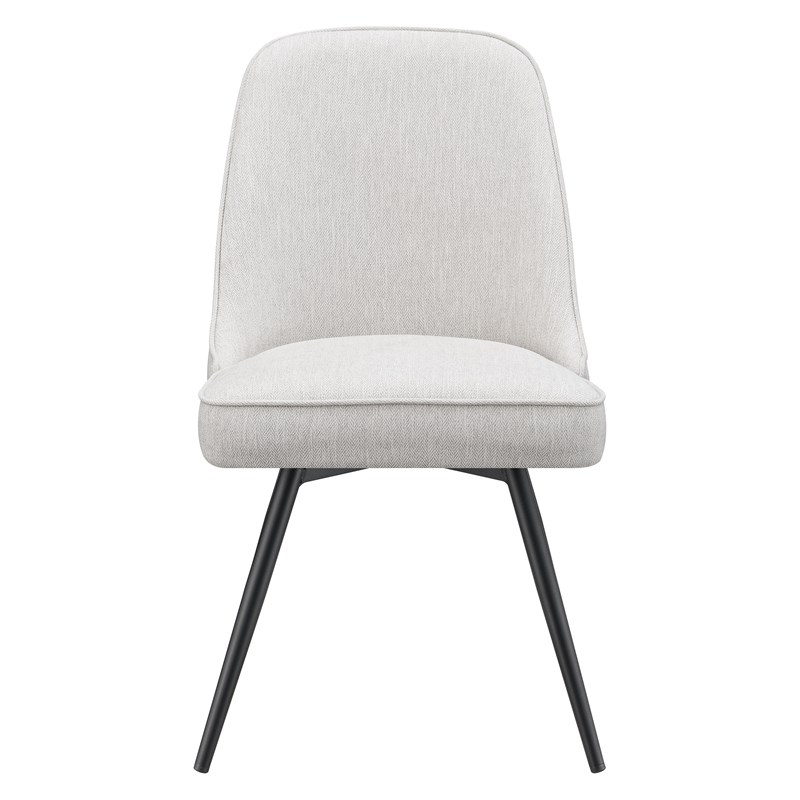 Martel Swivel Chair in Cream Herringbone Fabric with Black Legs