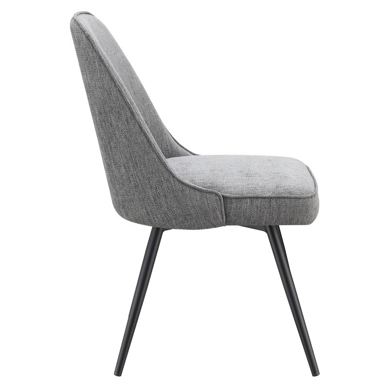Martel Swivel Chair in Charcoal Herringbone Fabric with Black Legs