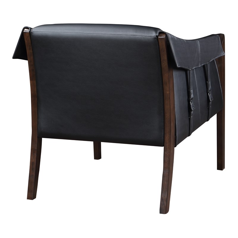 Parkfield Accent Chair in Black Faux Leather with Walnut Frame