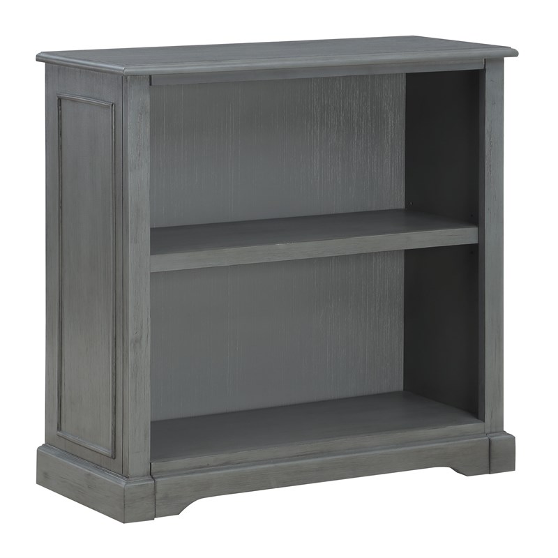 Country Meadows 2-Shelf Engineered Wood Bookcase in Plantation Gray