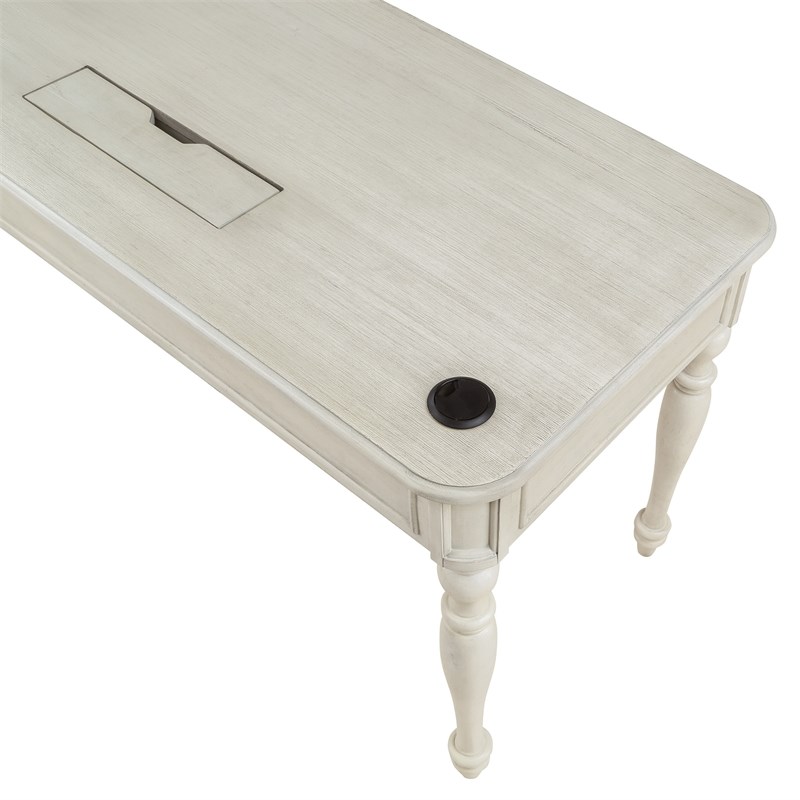 Country Meadows L-Shape Engineered Wood Desk with Power in Antique White