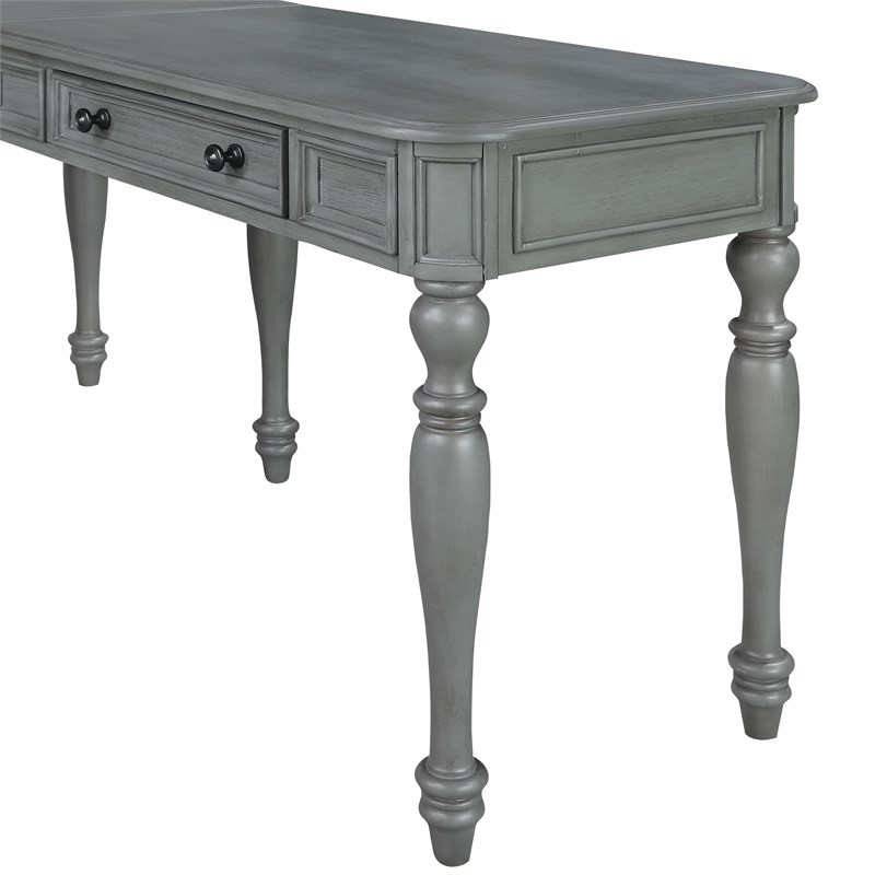 Country Meadows L-Shape Engineered Wood Desk with Power in Plantation Gray