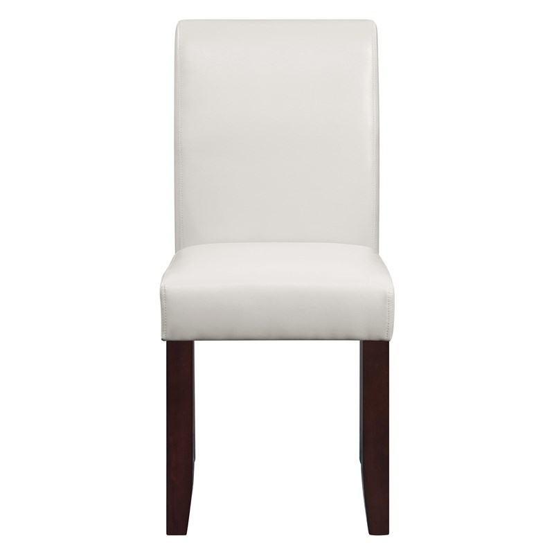 Parsons Dining Chair in Cream Faux Leather with Medium Espresso Legs