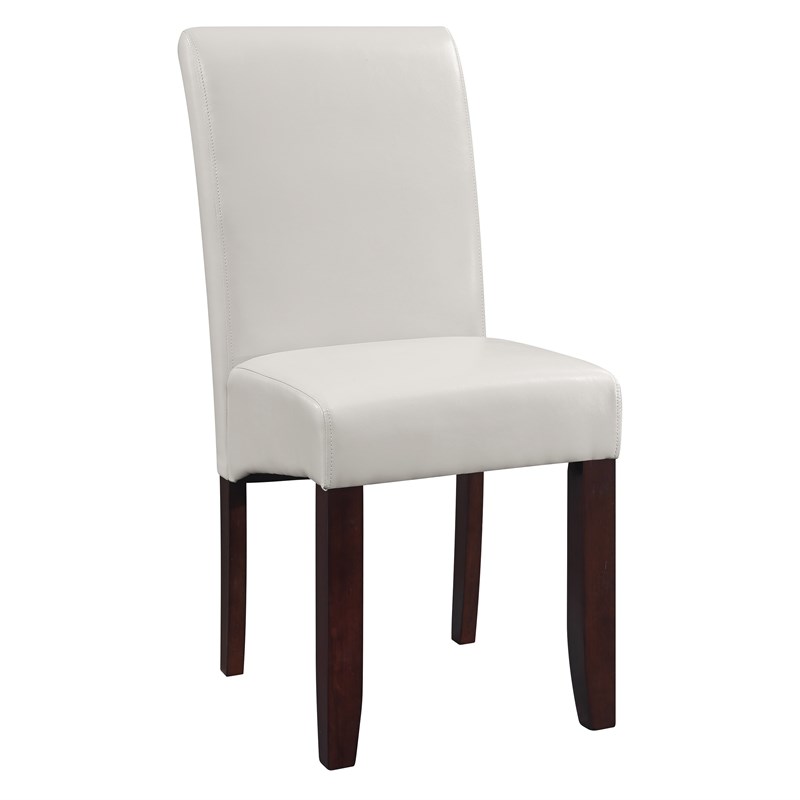Parsons Dining Chair in Cream Faux Leather with Medium Espresso Legs