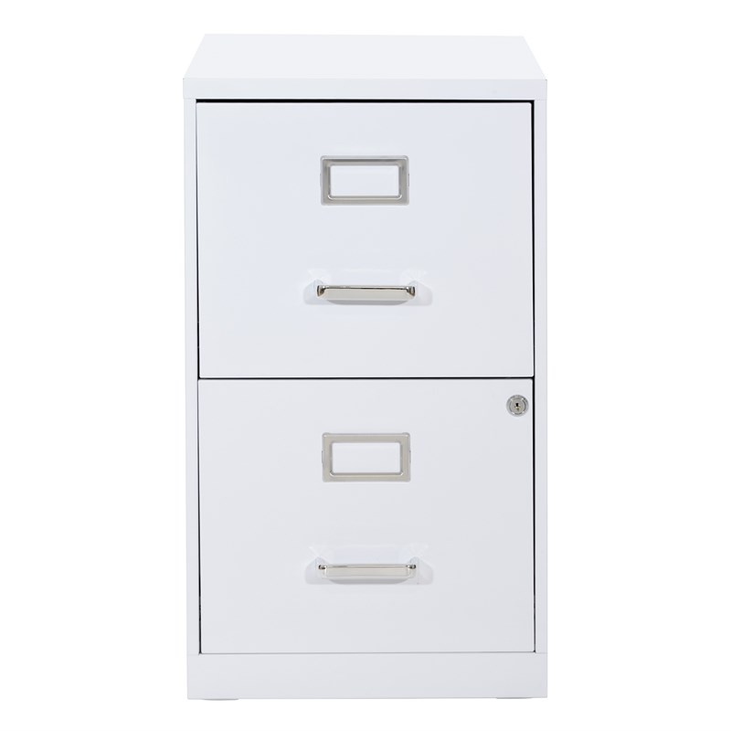 2 Drawer Locking Metal File Cabinet in White