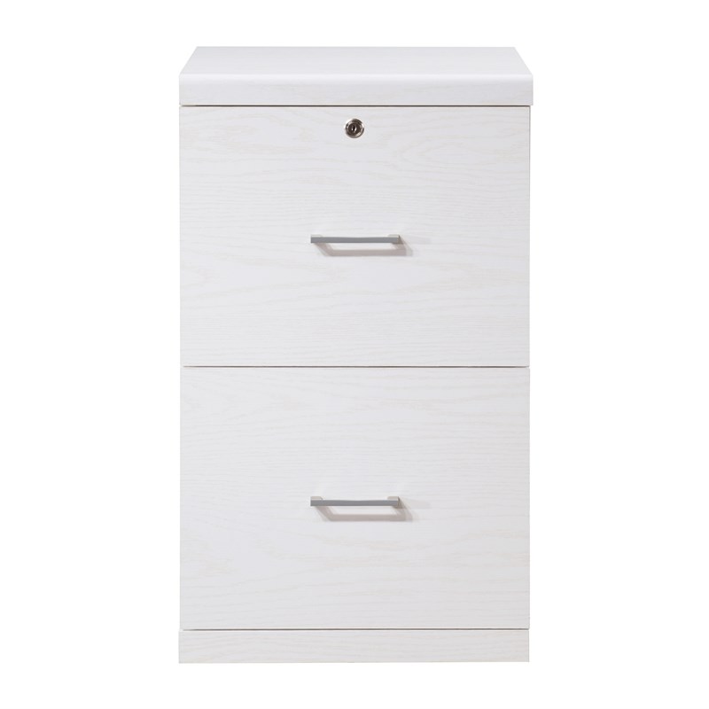 Alpine 2-Drawer Engineered Wood Vertical File with Lockdowel in White Finish