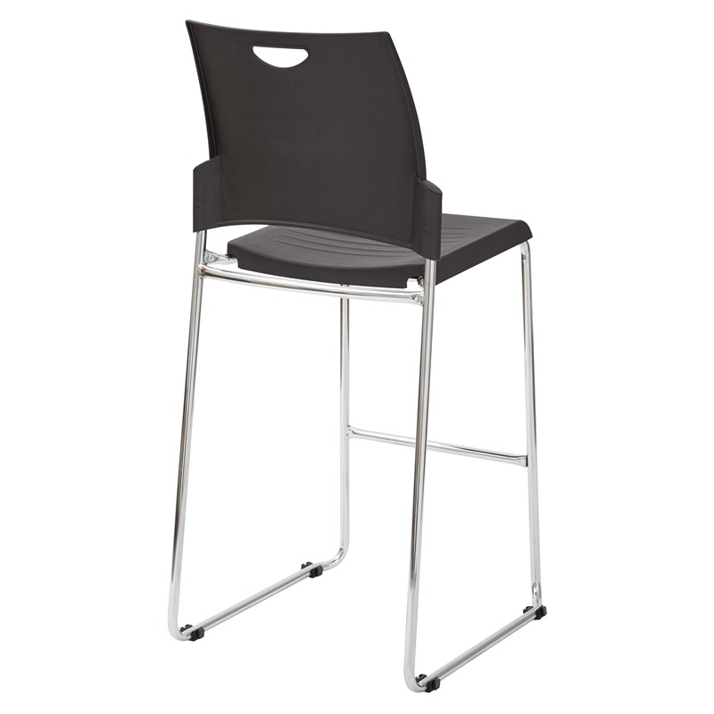 Tall Black Stacking and Ganging Chair with Plastic Seat and Back