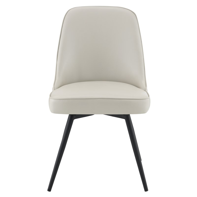 Penton Swivel Chair 2-Pack in Cream Faux Leather with Black Legs