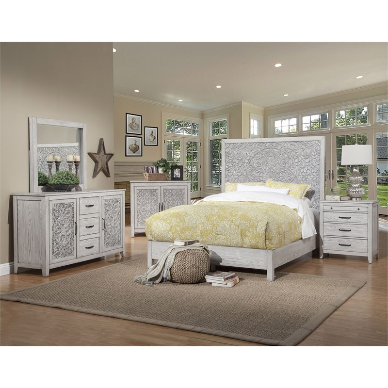 Origins by Alpine Aria Small Wood Accent Chest in Weathered Light Gray