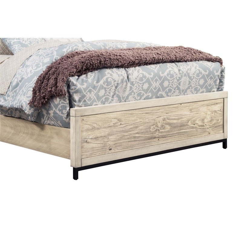 Origins By Alpine Malibu Full Wood Bed, Distressed White Wood Bed Frame