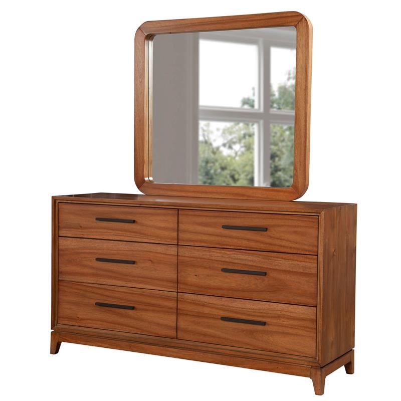 Origins by Alpine Nova Wood Bedroom Mirror in Honey Maple (Brown)