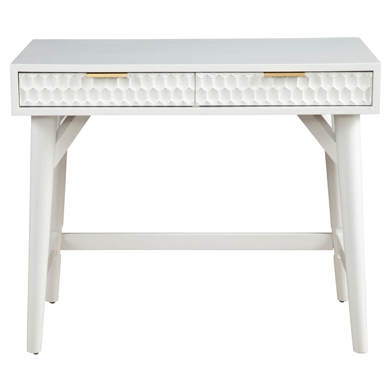 Origins by Alpine White Pearl Mini Wood Desk in White