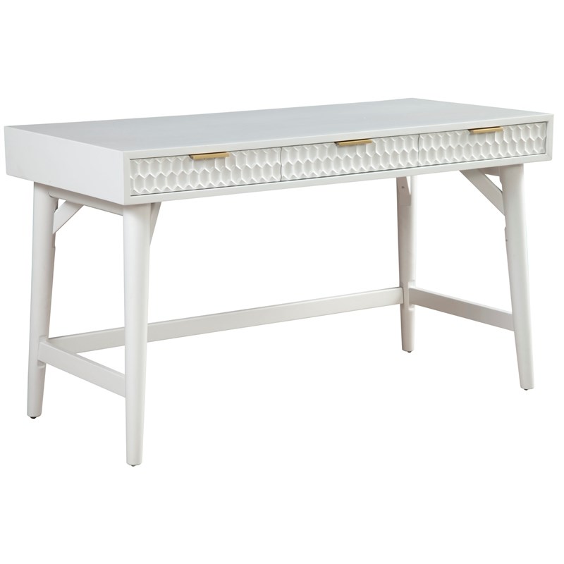 Origins by Alpine White Pearl Large Wood Desk in White