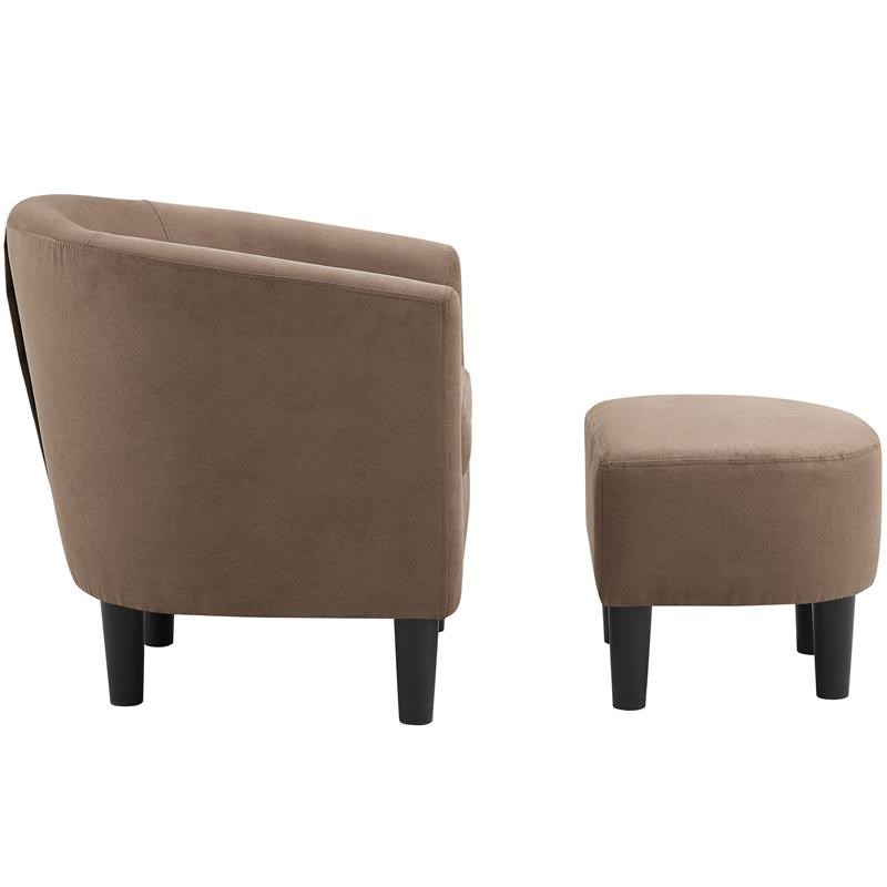 yl grand jazouli wood and microfiber barrel accent chair and ottoman