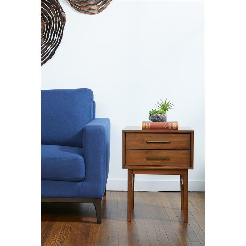 Unique Furniture Lavina 2-drawer Nightstand in Walnut Wood Finish