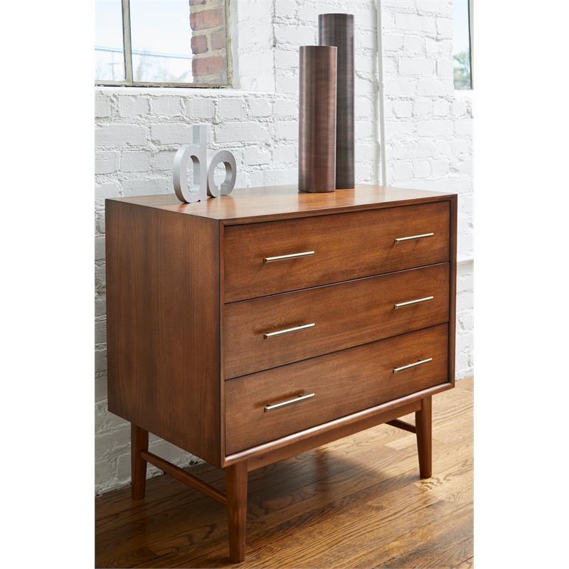 Unique Furniture Lavina 3-Drawer Contemporary Wood Dresser in Walnut