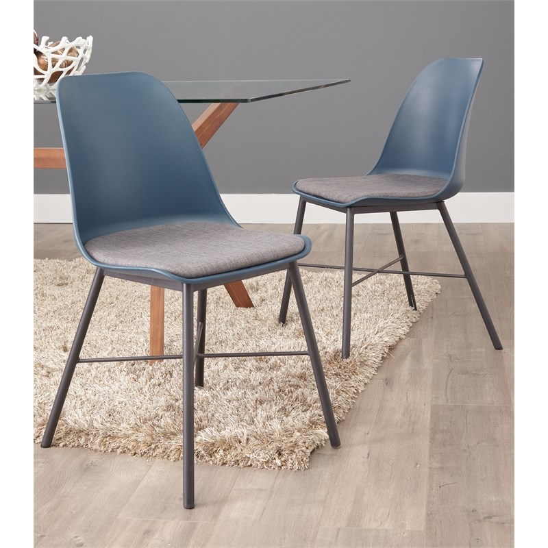 Unique Furniture Whistler Side Chair in Navy and Gray (Set of 2)