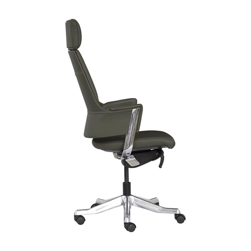 Unique Furniture Premium Leather High Backrest Office Chair in Gray