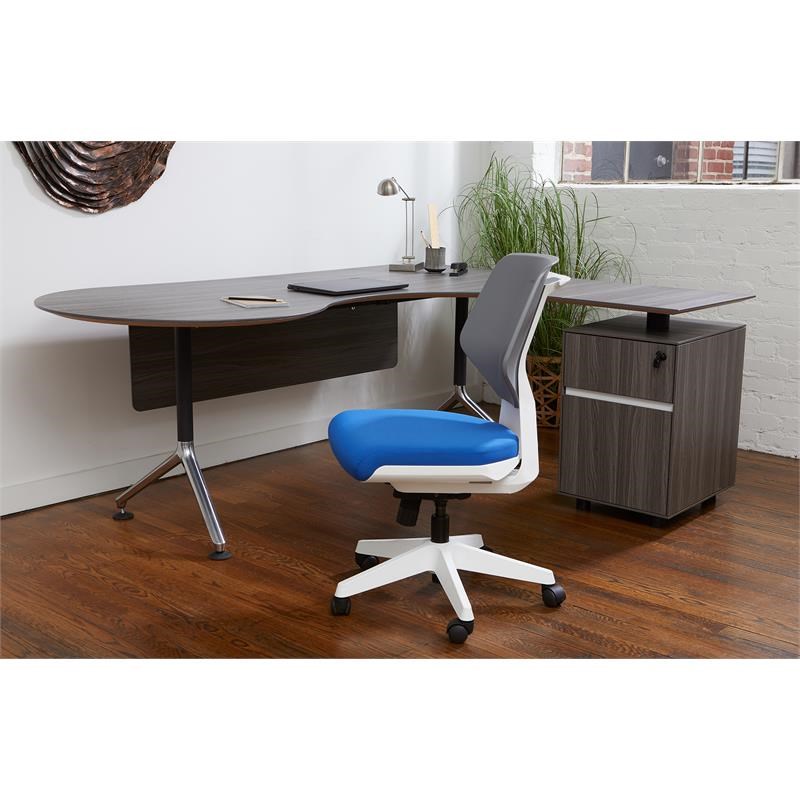 Unique Furniture Fabric Seat and Plastic Back Office Chair in Blue and Gray