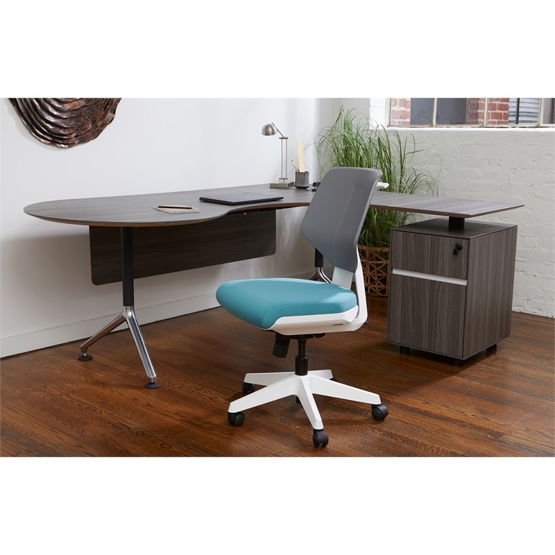 Unique Furniture Fabric Seat and Plastic Back Office Chair in Teal and Gray