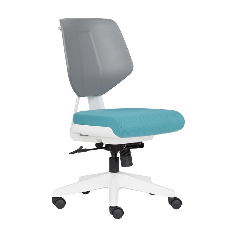 Unique Furniture Fabric Seat and Plastic Back Office Chair in Teal and Gray