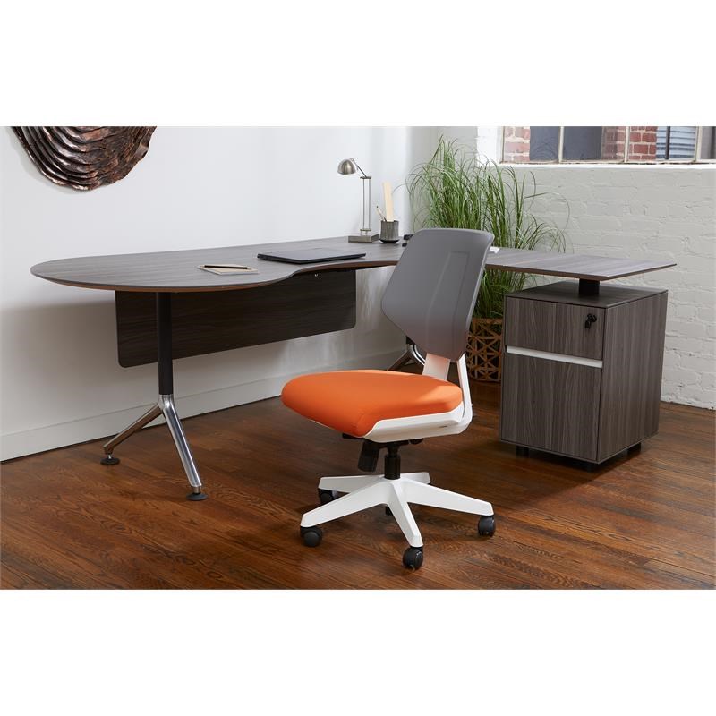 Unique Furniture Fabric Seat Office Chair in Mandarin and Gray Back