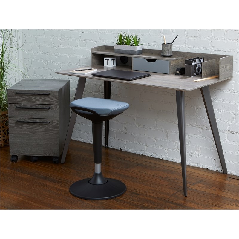 Unique Furniture Engineered Wood Mobile Pedestal in Gray with Castors